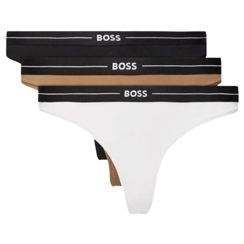 3-Pack Power Logo Waistband Thongs, Black/White/Pink