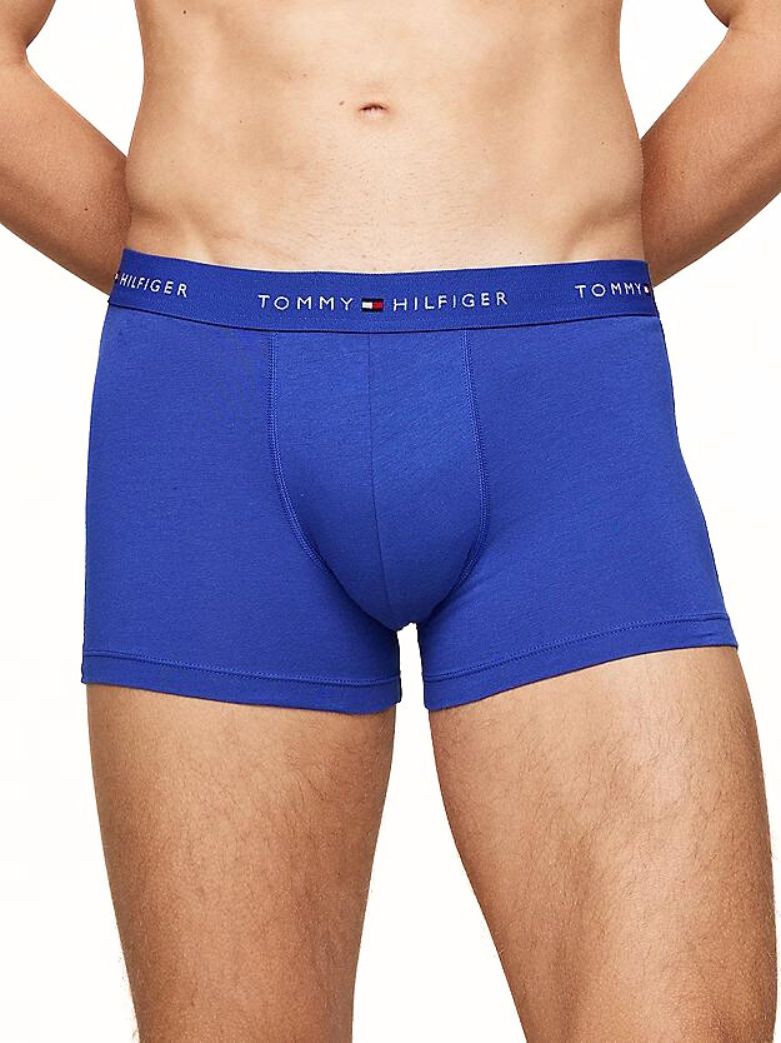 Tommy Hilfiger - 3 - Pack Signature Cotton Boxer Trunks, Black/Blue/Red - Boxers - and - Briefs.net