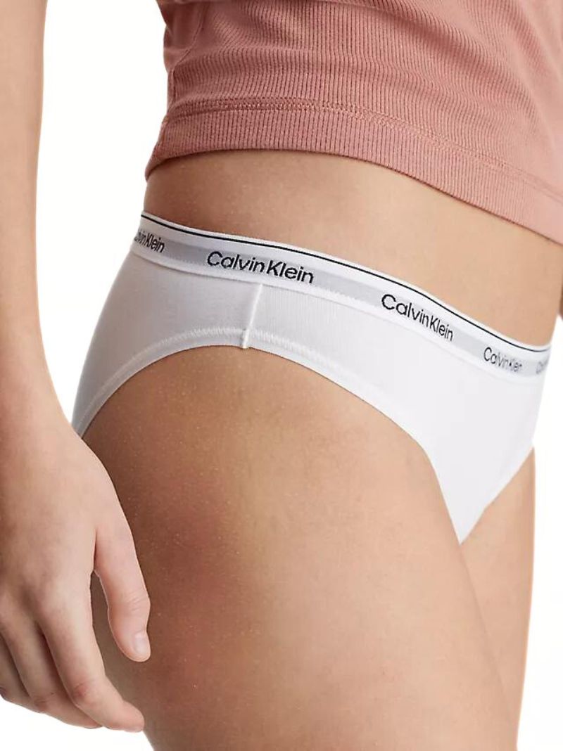 Calvin Klein - 3 - Pack Modern Logo Bikini Briefs, White - Boxers - and - Briefs.net