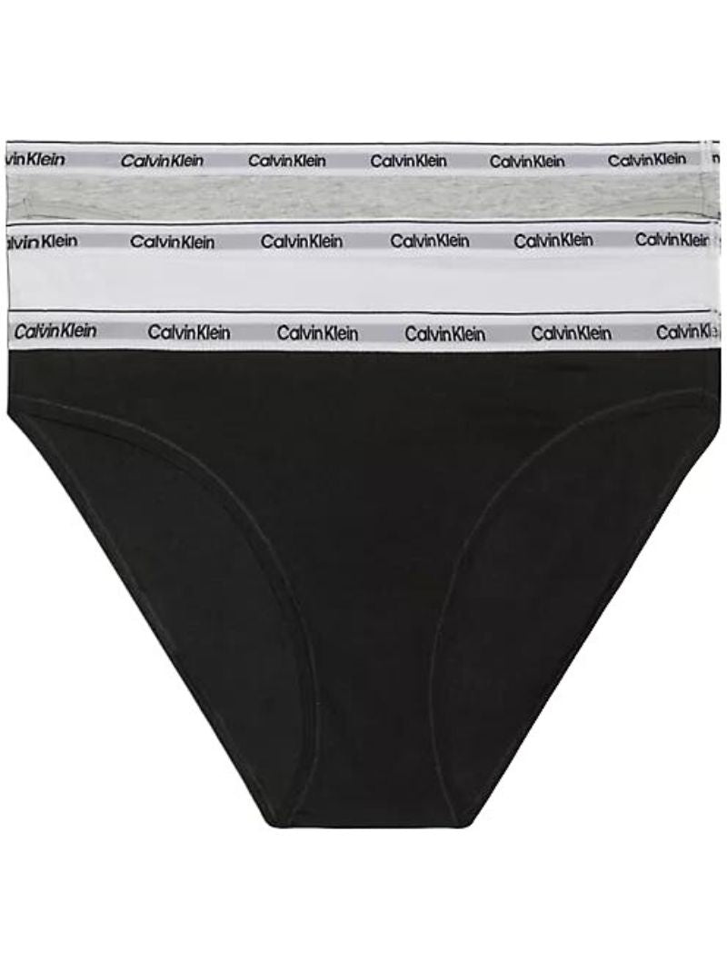 Calvin Klein - 3 - Pack Modern Logo Bikini Briefs, Black/White/Grey - Boxers - and - Briefs.net