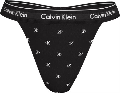 Calvin Klein - Women Diamond Logo Print String Thong, Black - Boxers - and - Briefs.net