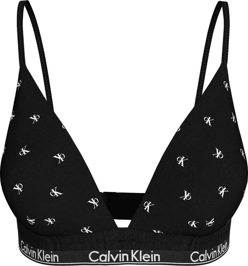 Calvin Klein - Women Diamond Logo Print Lightly Lined Triangle Bra, Black - Boxers - and - Briefs.net