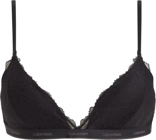 Calvin Klein - Floral Lace Lightly Lined Triangle Bra, Black - Boxers - and - Briefs.net