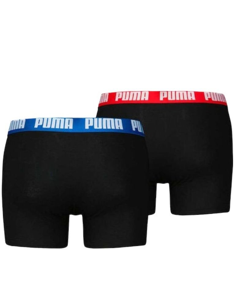 Puma - 2 - Pack Everyday Basic Boxer Briefs, Black w/ red/blue - Boxers - and - Briefs.net