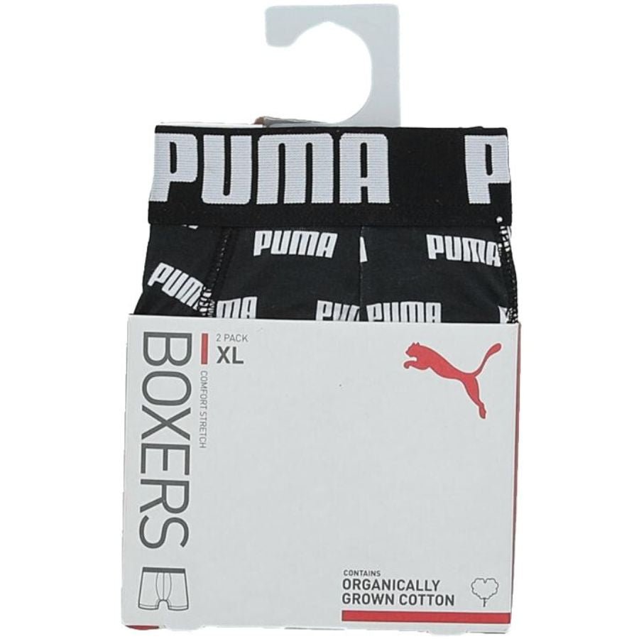 Puma - 2 - Pack Allover Logo Boxer Briefs, Black - Boxers - and - Briefs.net