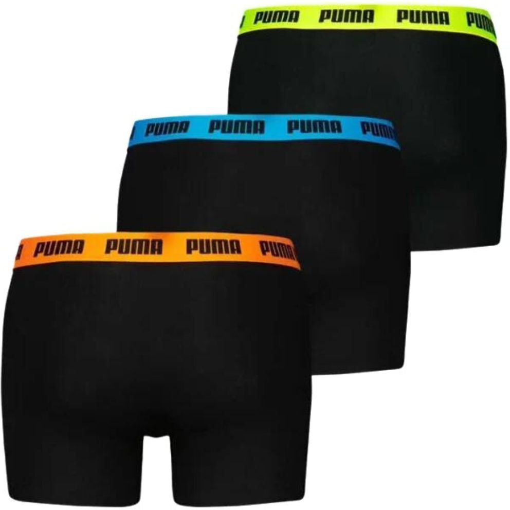 Puma - 3 - Pack Everyday Basic Boxer Briefs, Black w/ orange/blue/yellow - Boxers - and - Briefs.net