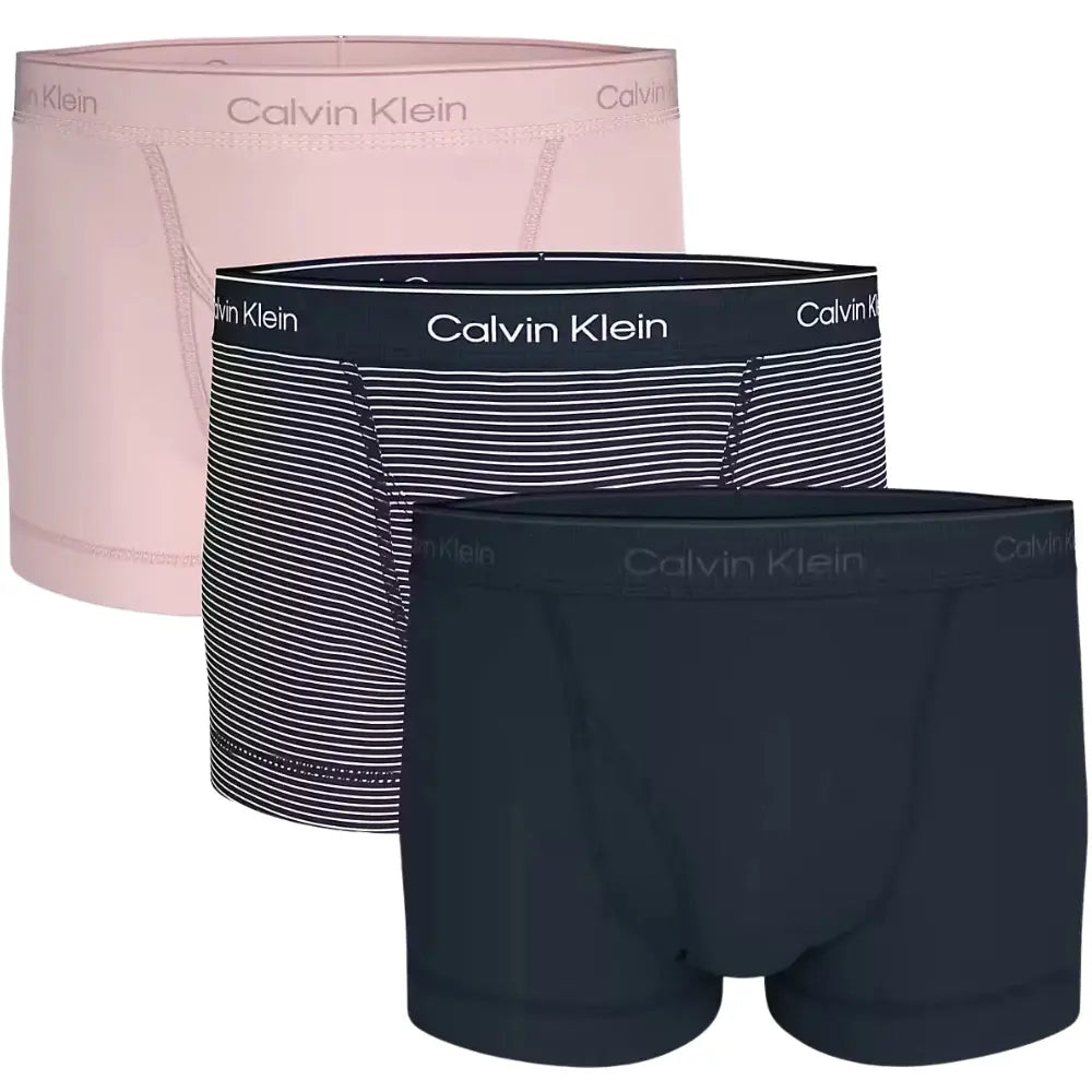 3-Pack Cotton Classics Stripe Boxer Trunks, Pink/Black