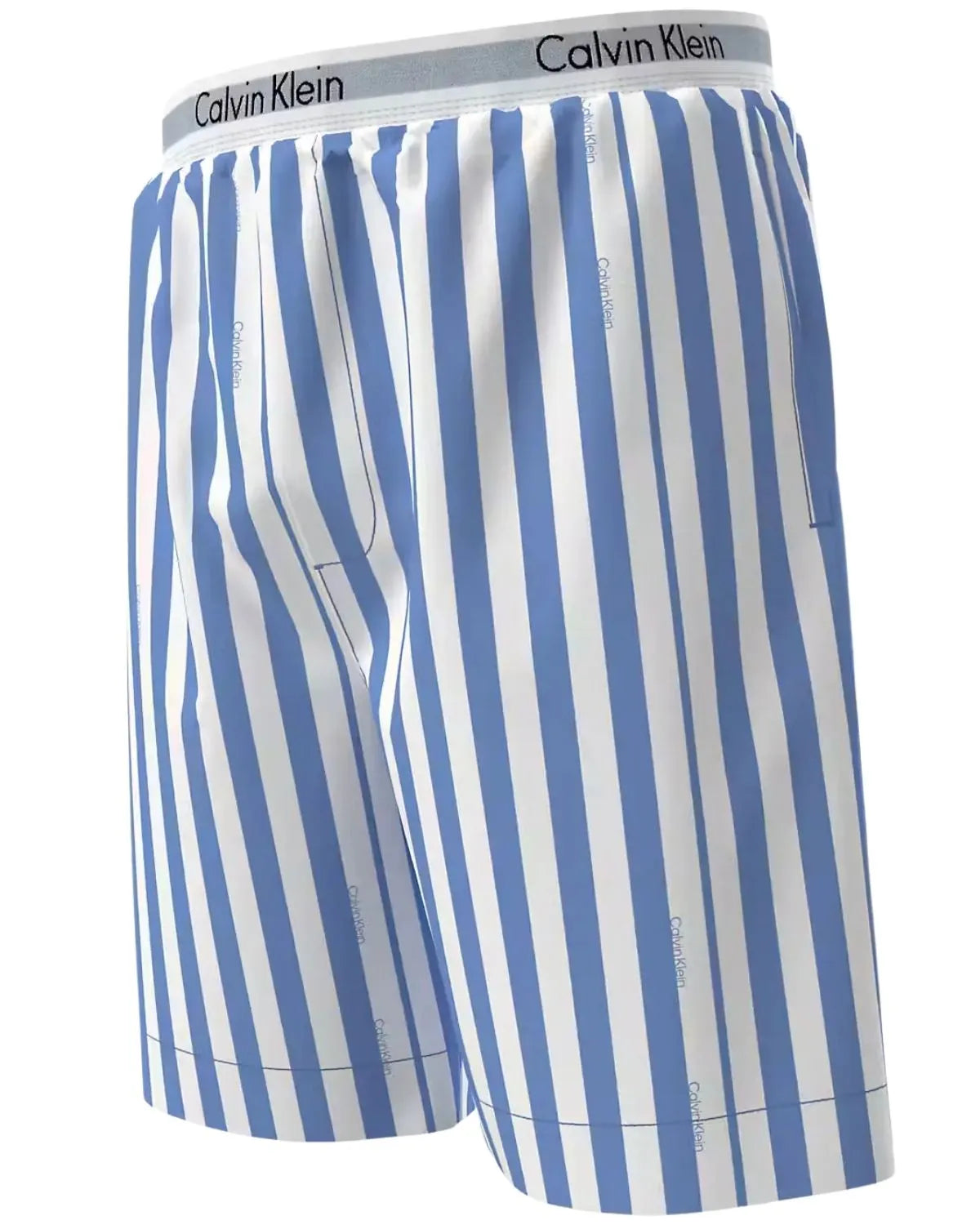 T-Shirt & Poplin Stripe Shorts Pyjama Set, White/blue