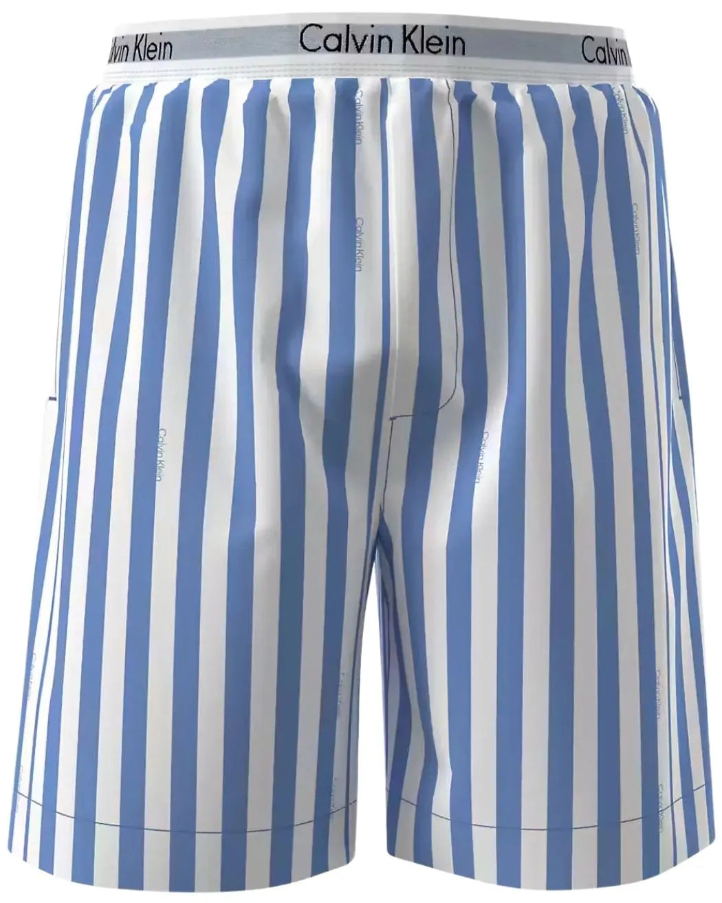 T-Shirt & Poplin Stripe Shorts Pyjama Set, White/blue