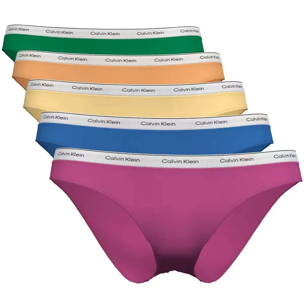 5-Pack Icon Logo Bikini Briefs, Pink/Blue/Yellow/Orange/Green