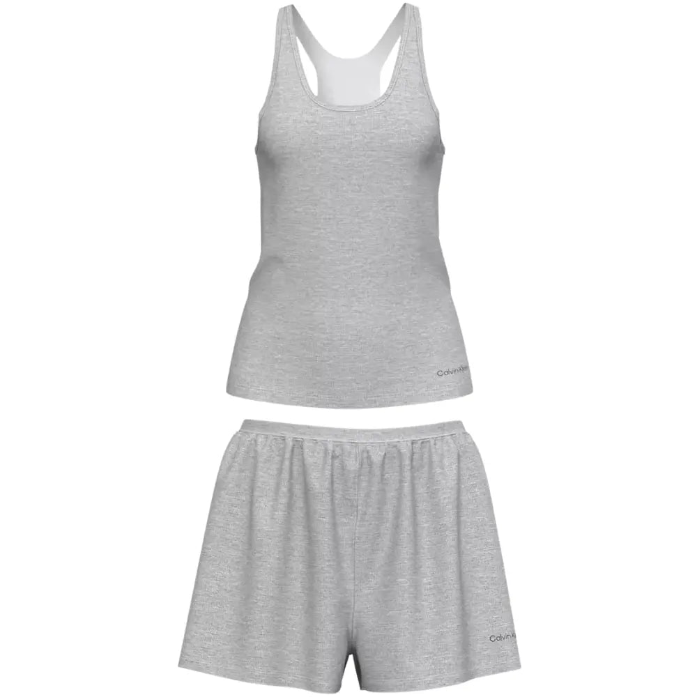 Tissue Waffle Tank & Shorts Pyjama Set, Grey Heather