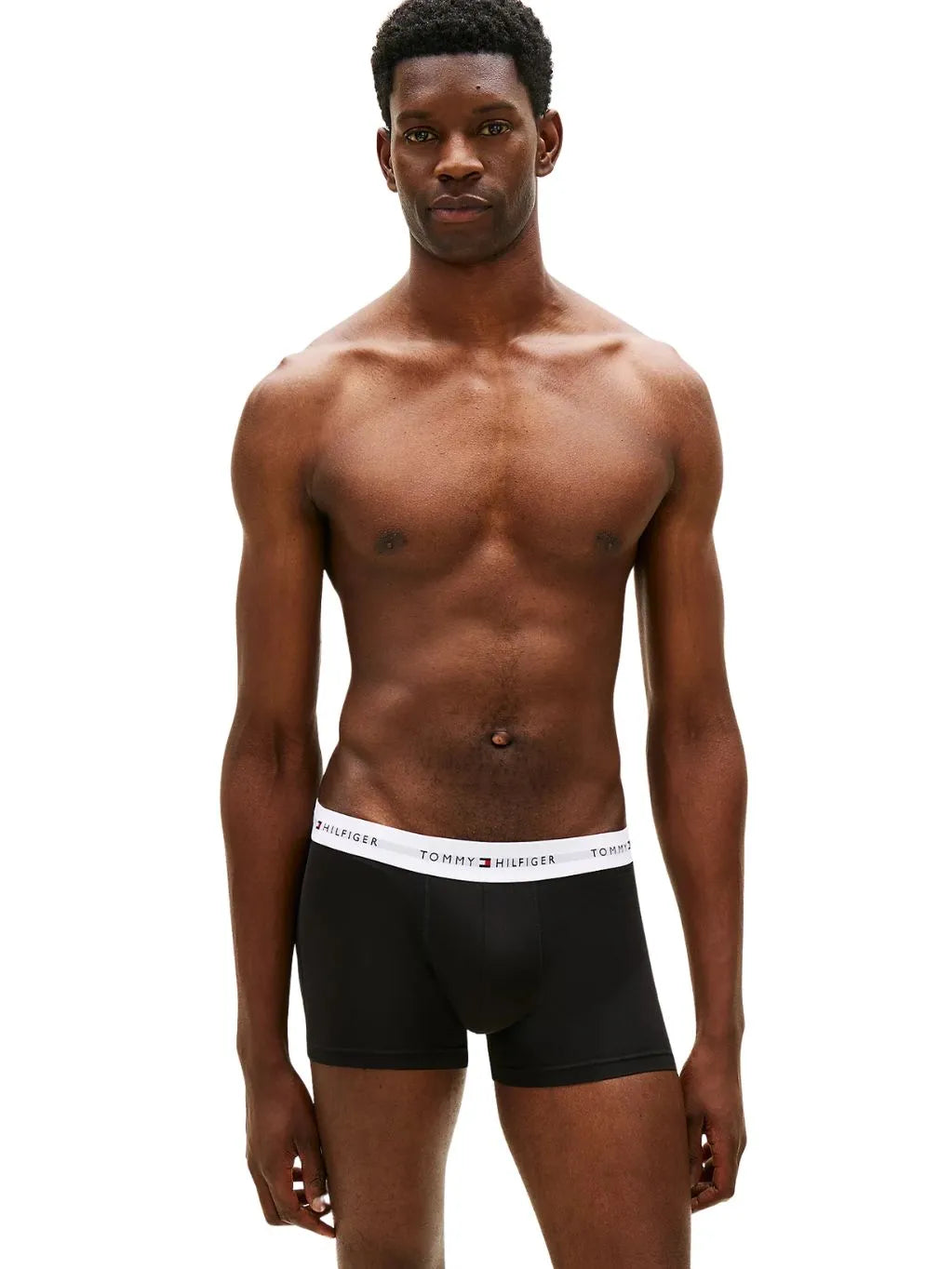 3-Pack Signature Cotton Low-Rise Boxer Trunks, Black/White/Grey