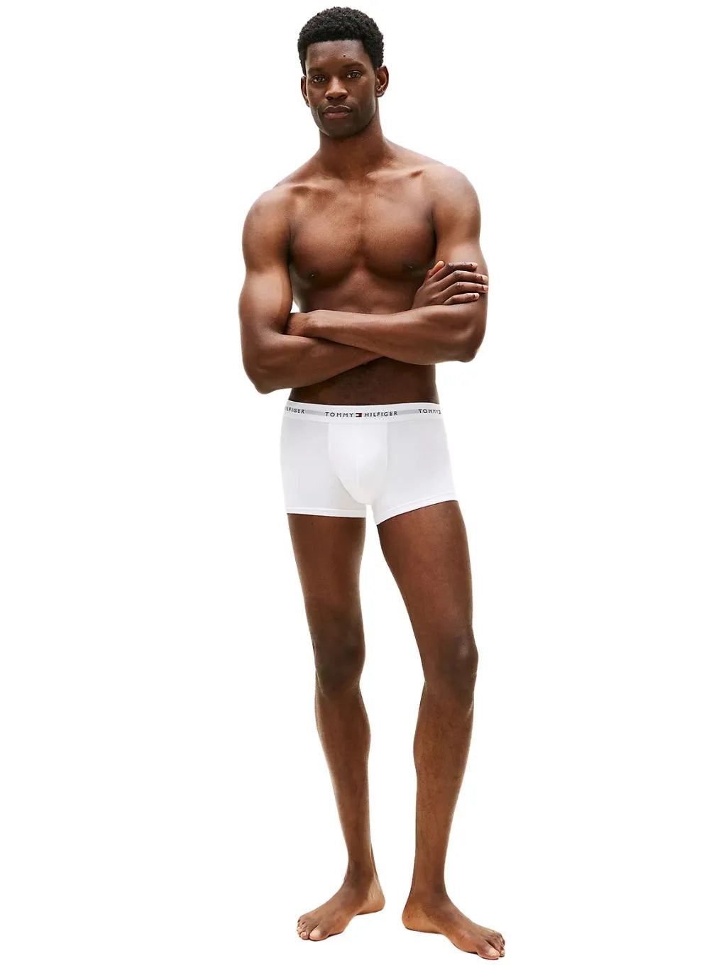 3-Pack Signature Cotton Low-Rise Boxer Trunks, Black/White/Grey