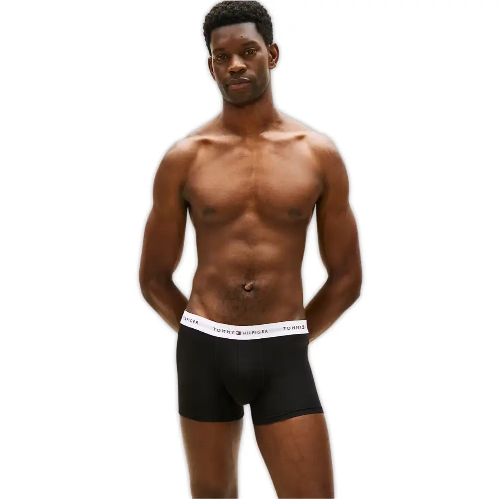 3-Pack Signature Cotton Mini Geo Boxer Trunks, Black/blue