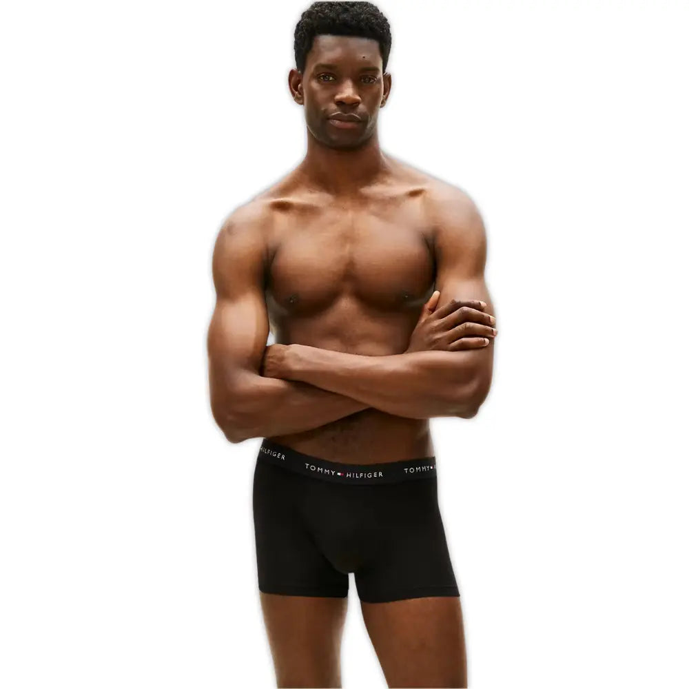 3-Pack Signature Cotton Mini Geo Boxer Trunks, Black/blue