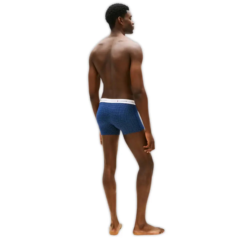 3-Pack Signature Cotton Mini Geo Boxer Trunks, Black/blue