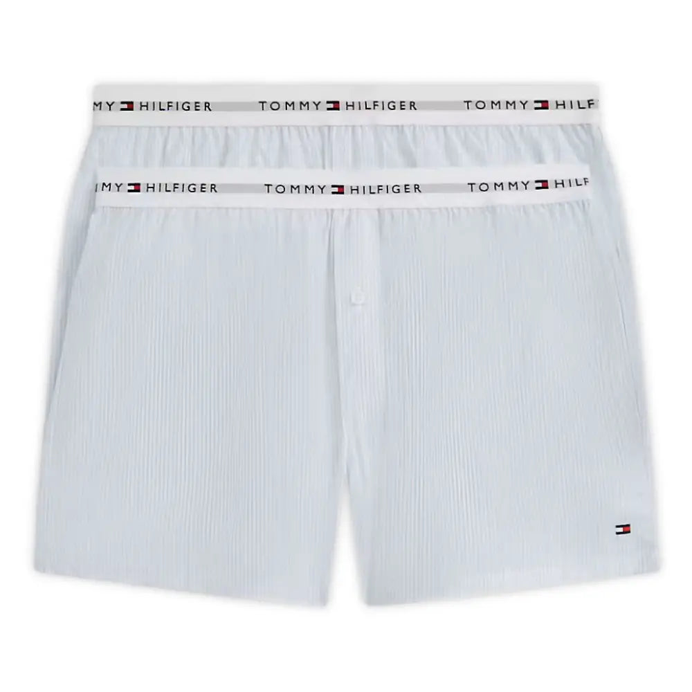 2-Pack Ithica Stripe Signature Cotton Boxer Shorts, Breezy Blue