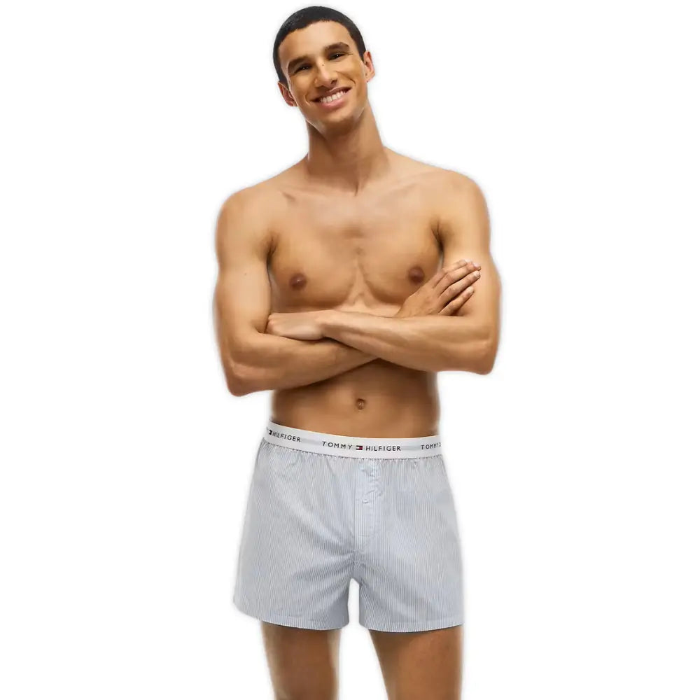 2-Pack Ithica Stripe Signature Cotton Boxer Shorts, Breezy Blue