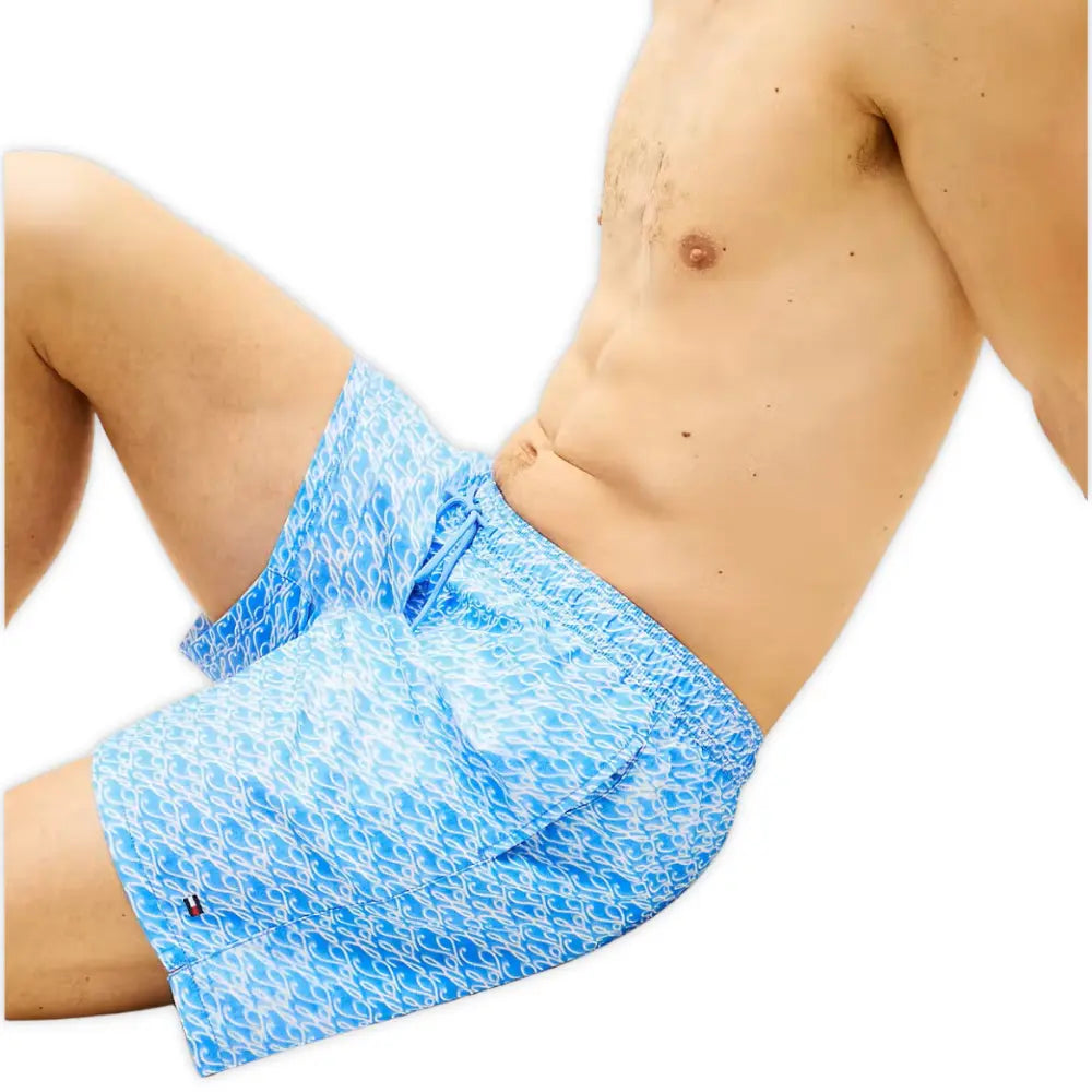 TH Script Print Swim Shorts, Cyanotype Blue Spell
