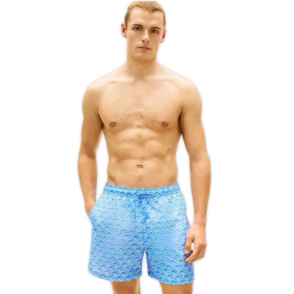 TH Script Print Swim Shorts, Cyanotype Blue Spell