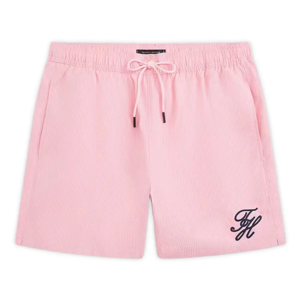 Ithaca Script Logo Swim Shorts, Classic Pink