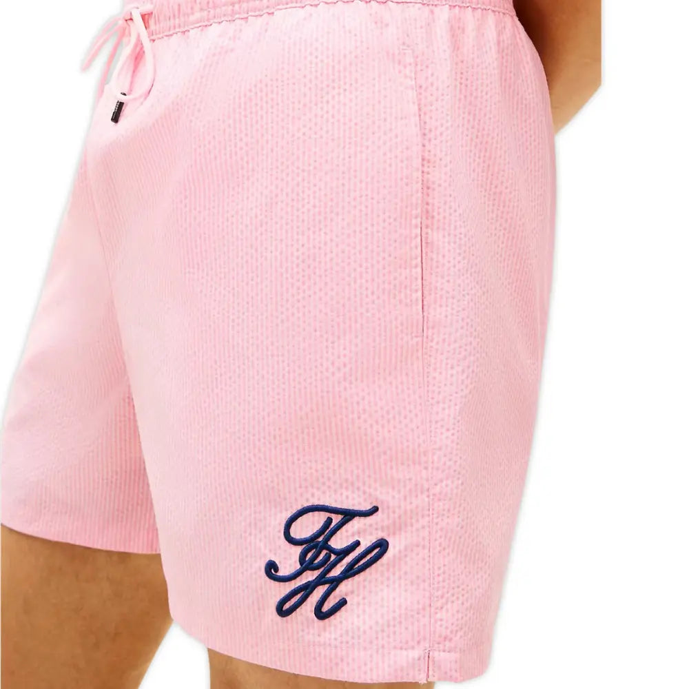 Ithaca Script Logo Swim Shorts, Classic Pink