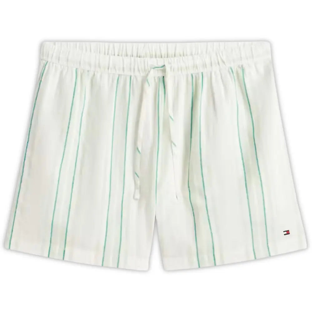 TH Essentials Shirt & Shorts Line Pyjama Set, Tennis Court Green Stripe