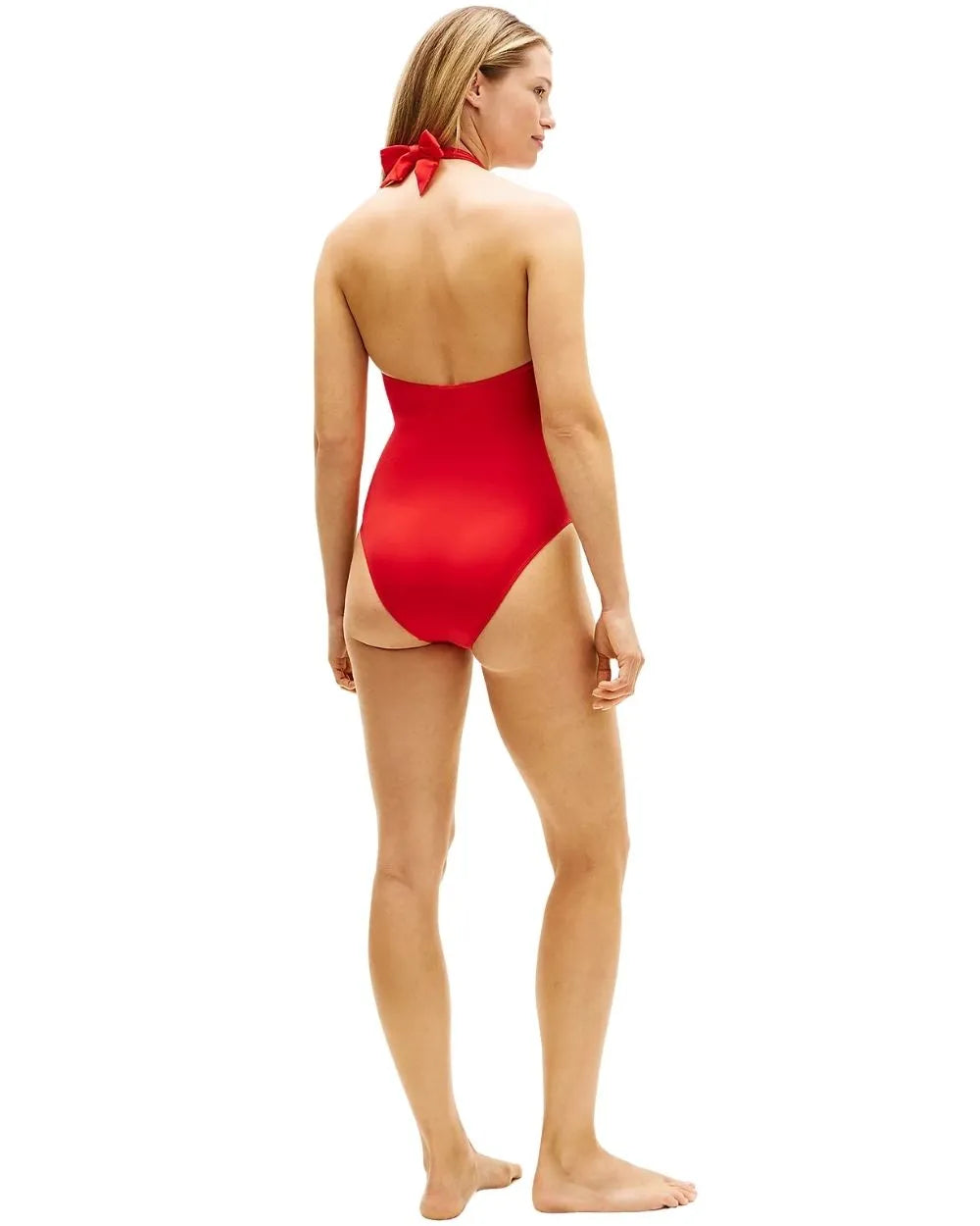 Global Stripe Halterneck Swimsuit, Fireworks Red