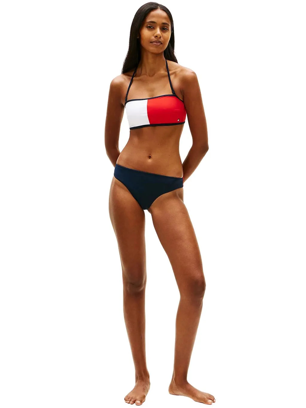 Core Flag Bandeau Bikini Top, Dark Night Navy