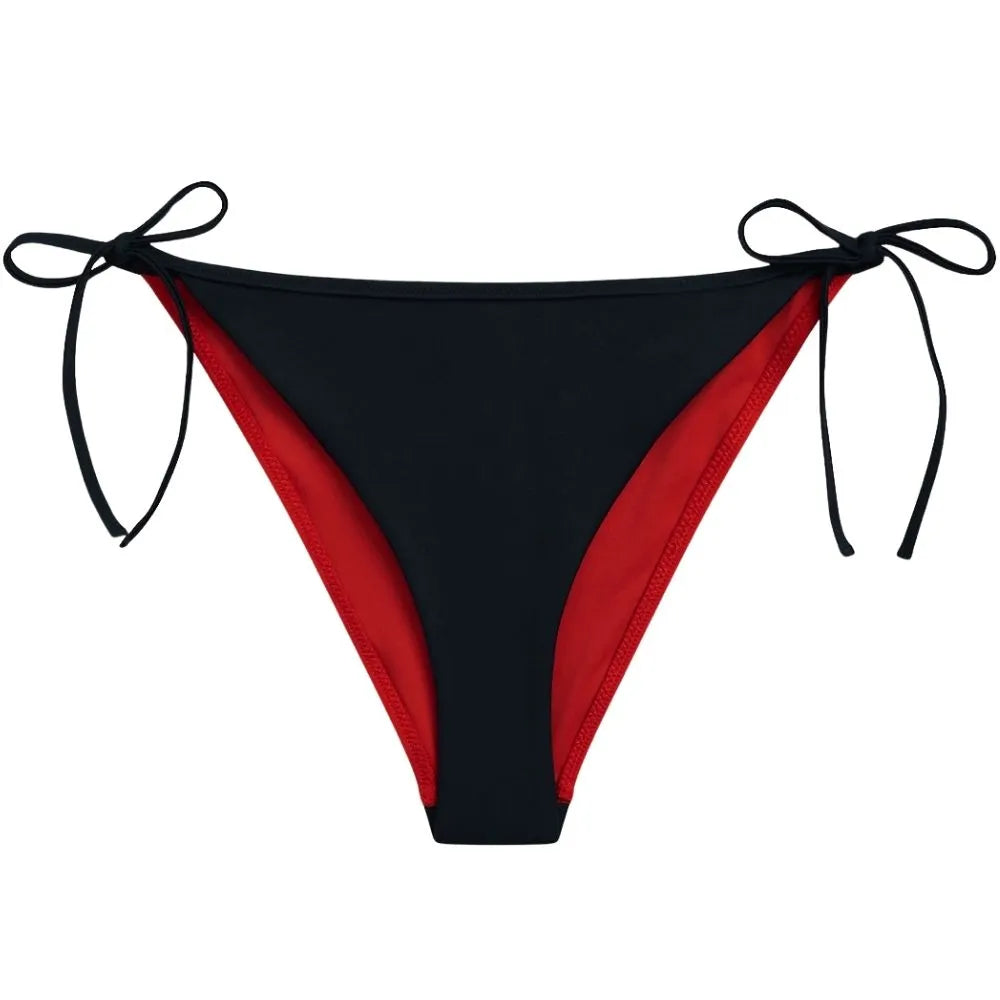 Core Flag V-String Side Tie Bikini Bottoms, Dark Night Navy