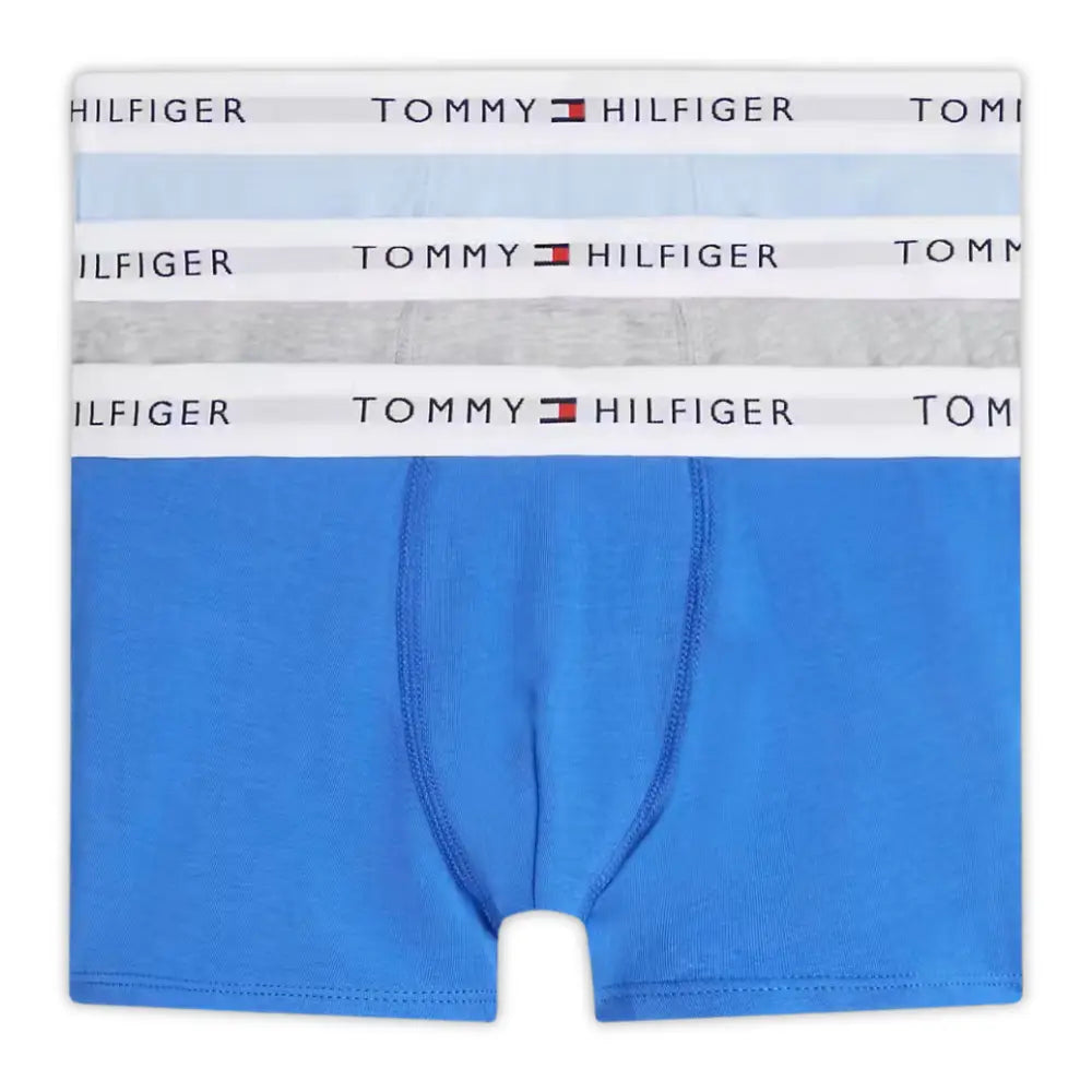 3-Pack Heritage Logo Boys Boxer Trunks, Blue/Grey/Blue