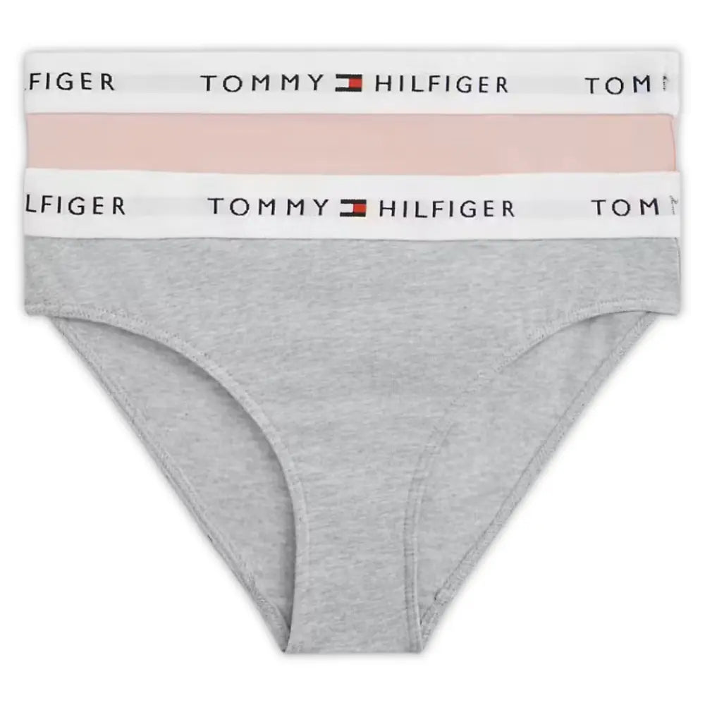 Girls 2-Pack Heritage Logo Bikini Briefs, Grey/Pink
