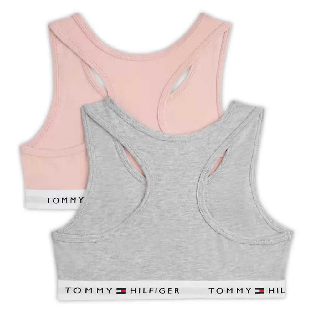 Girls 2-Pack Heritage Logo Bralette Set, Grey/Pink