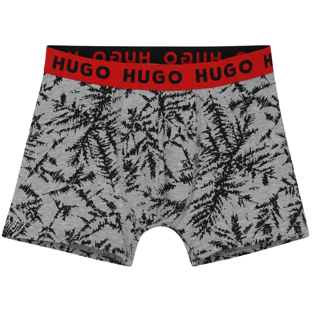 Boys 2-Pack Fern Print Boxer Trunks, Black/Grey