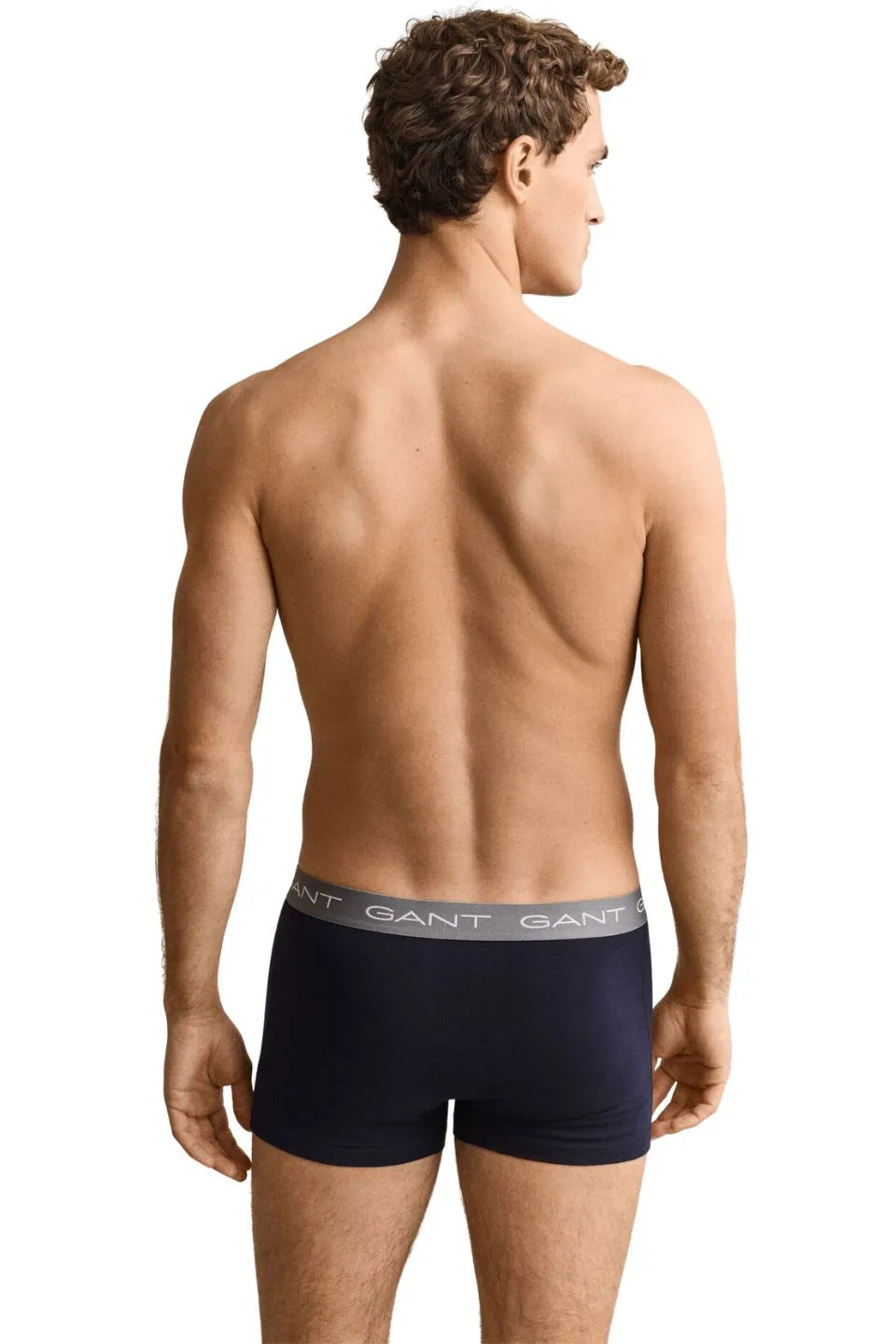 3-Pack Classic Logo Boxer Trunks, Navy w/ burgundy/green/taupe
