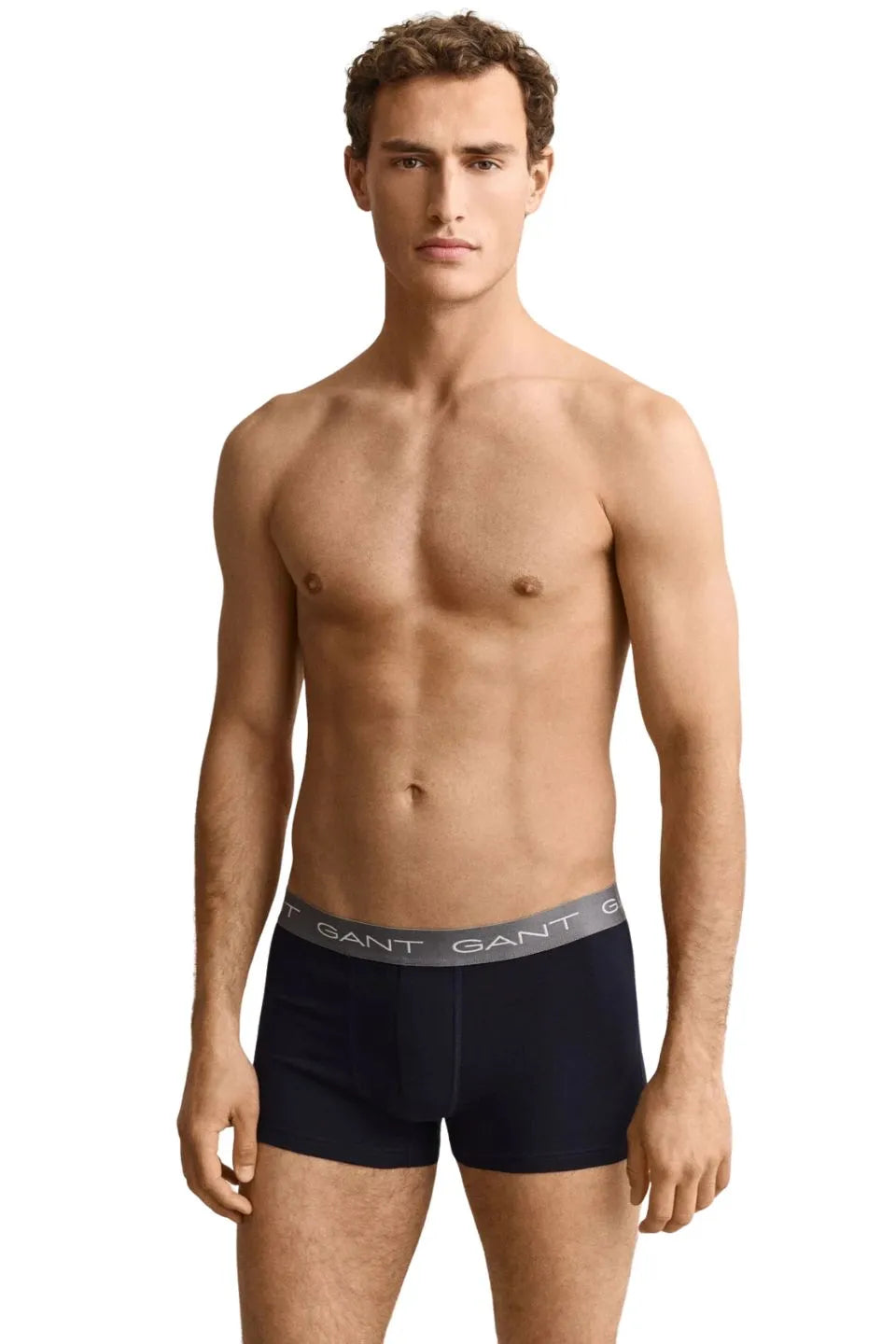 3-Pack Classic Logo Boxer Trunks, Navy w/ burgundy/green/taupe