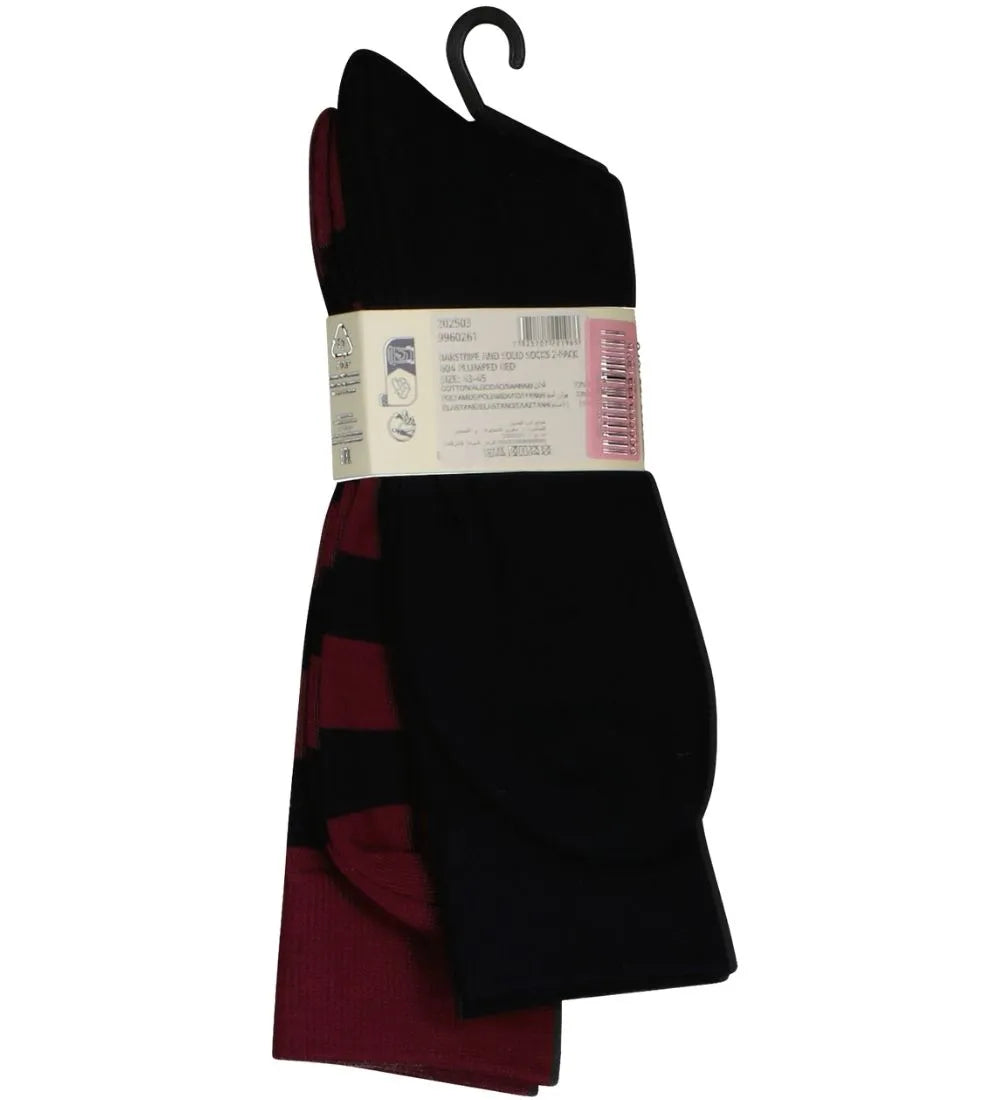 2-Pack Barstripe & Solid Socks, Burgundy/Navy