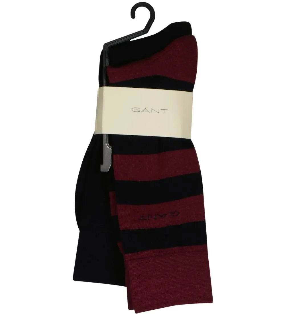 2-Pack Barstripe & Solid Socks, Burgundy/Navy