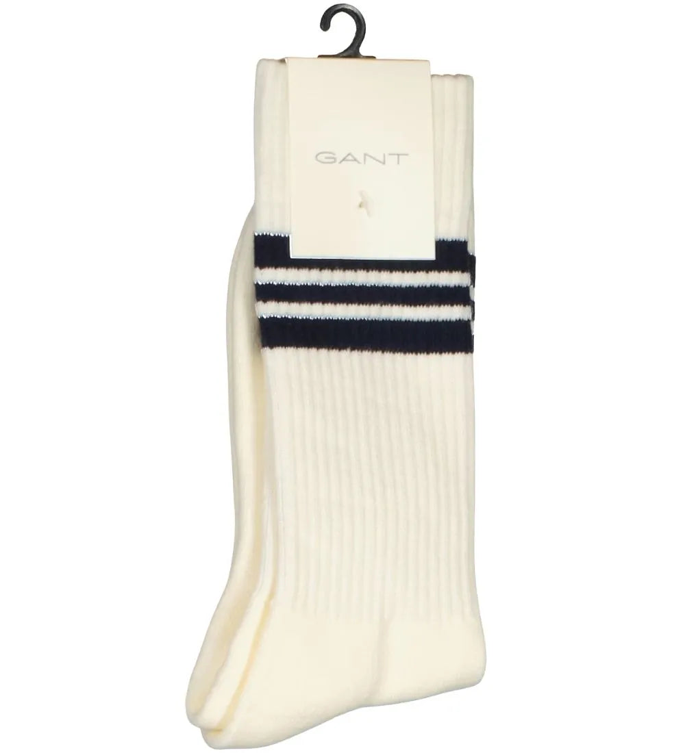 2-Pack Striped Sports Socks, Cream