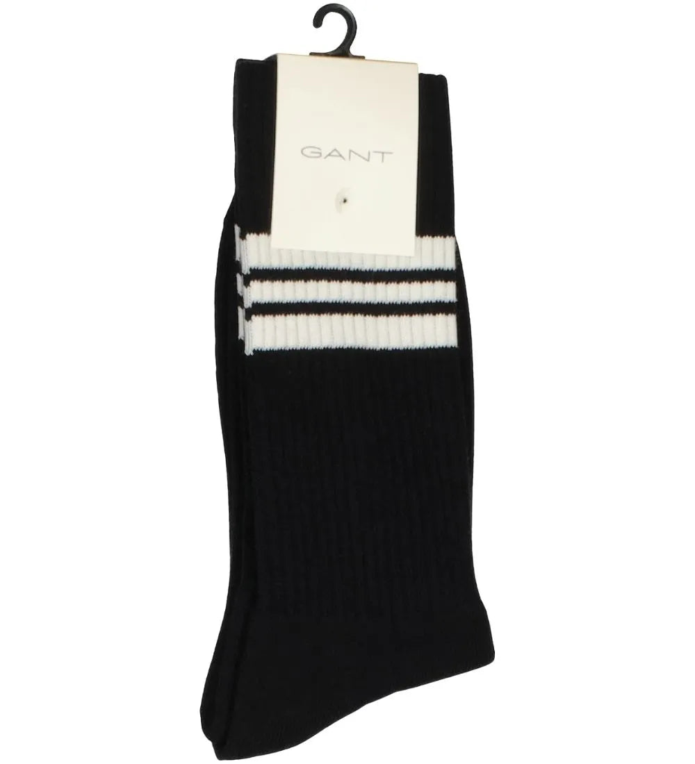 2-Pack Striped Sports Socks, Black