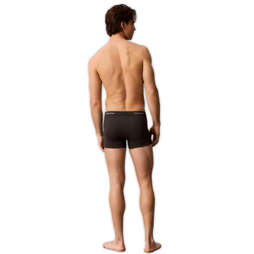 3-Pack Cotton Classics Striped Waist Boxer Trunks, Black/Purple/Charcoal