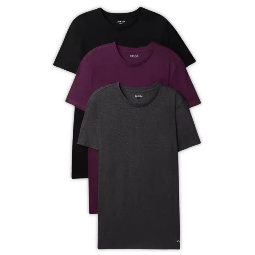 3-Pack Cotton Classics T-Shirts, Black/Purple/Charcoal