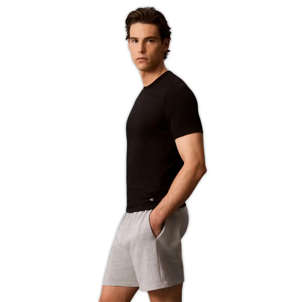 3-Pack Cotton Microfibre Stretch T-Shirts, Black/White/Khaki