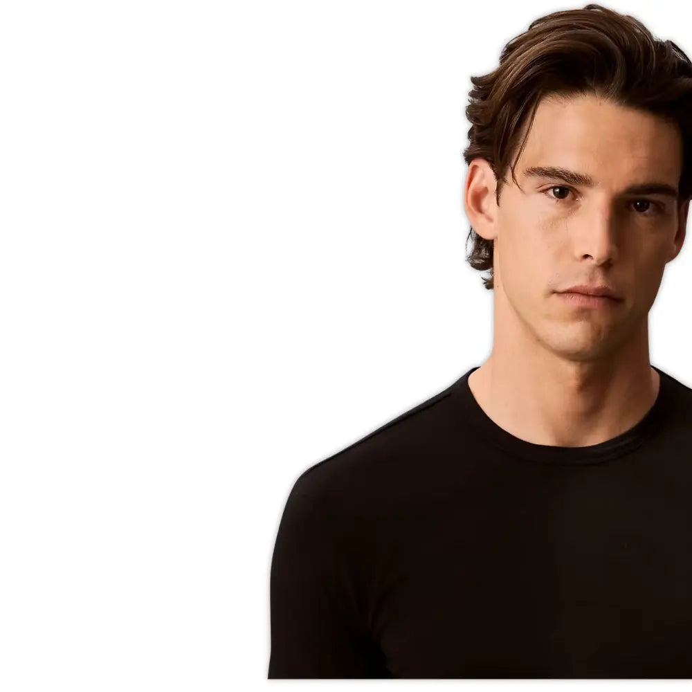 3-Pack Cotton Microfibre Stretch T-Shirts, Black/White/Khaki