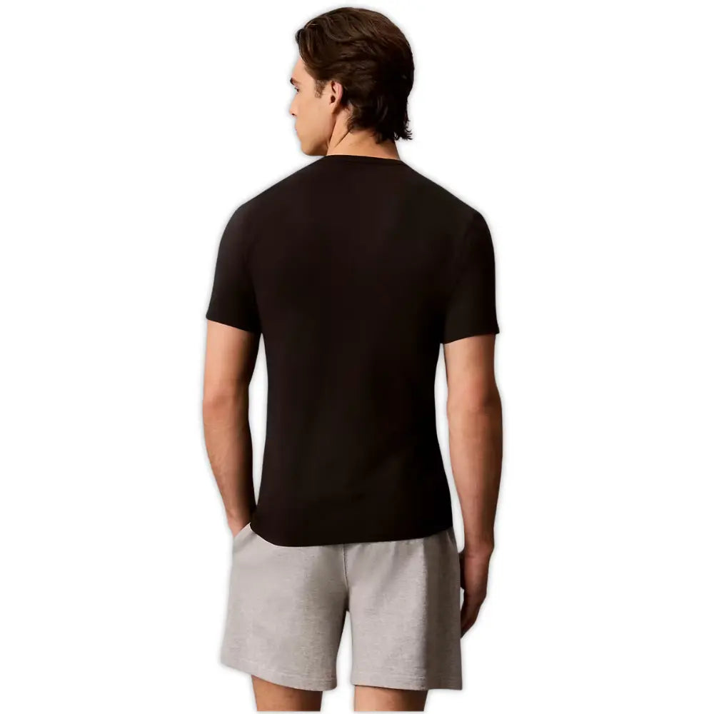 3-Pack Cotton Microfibre Stretch T-Shirts, Black/White/Khaki