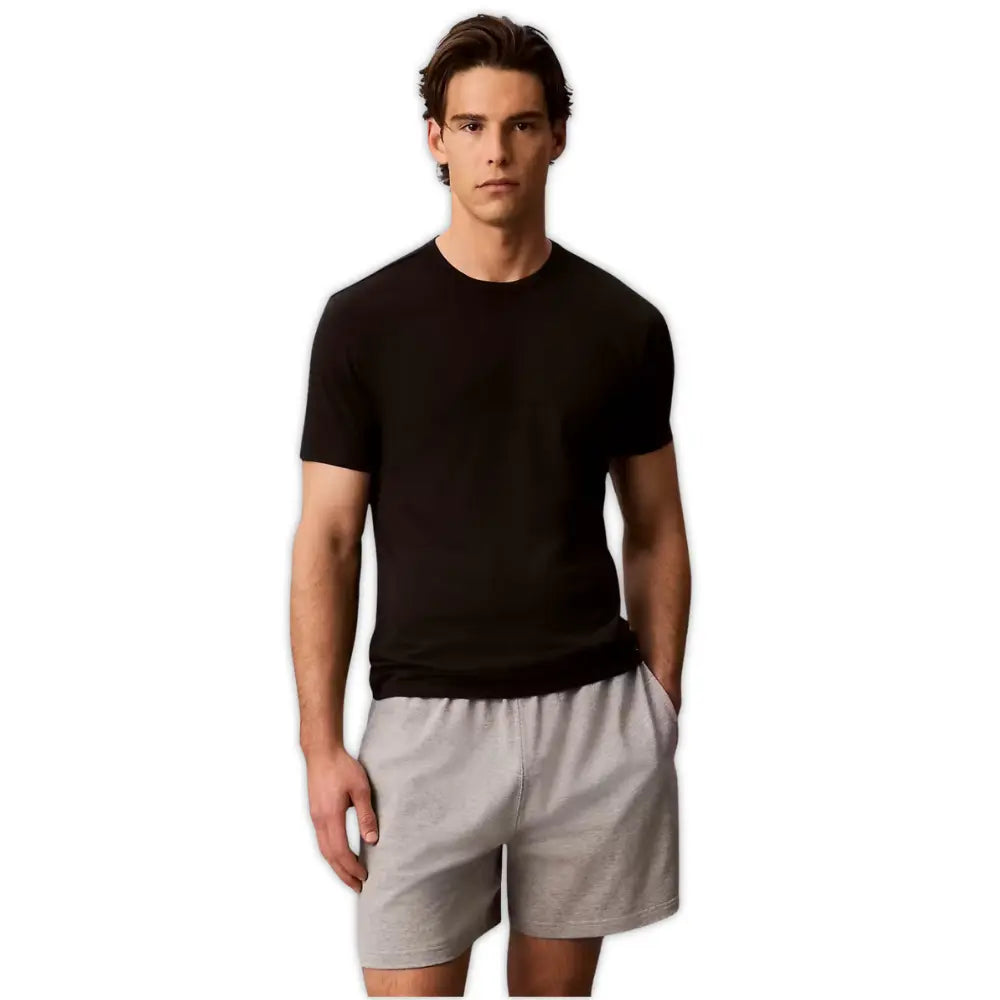 3-Pack Cotton Microfibre Stretch T-Shirts, Black/White/Khaki