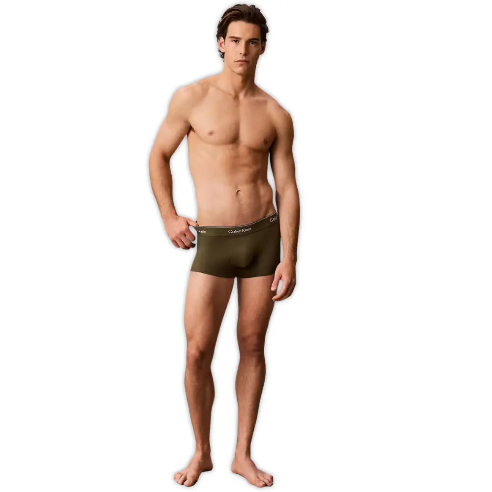 3-Pack Icon Cotton Stretch Stripe Low-Rise Boxer Trunks, Black/Black/Olive
