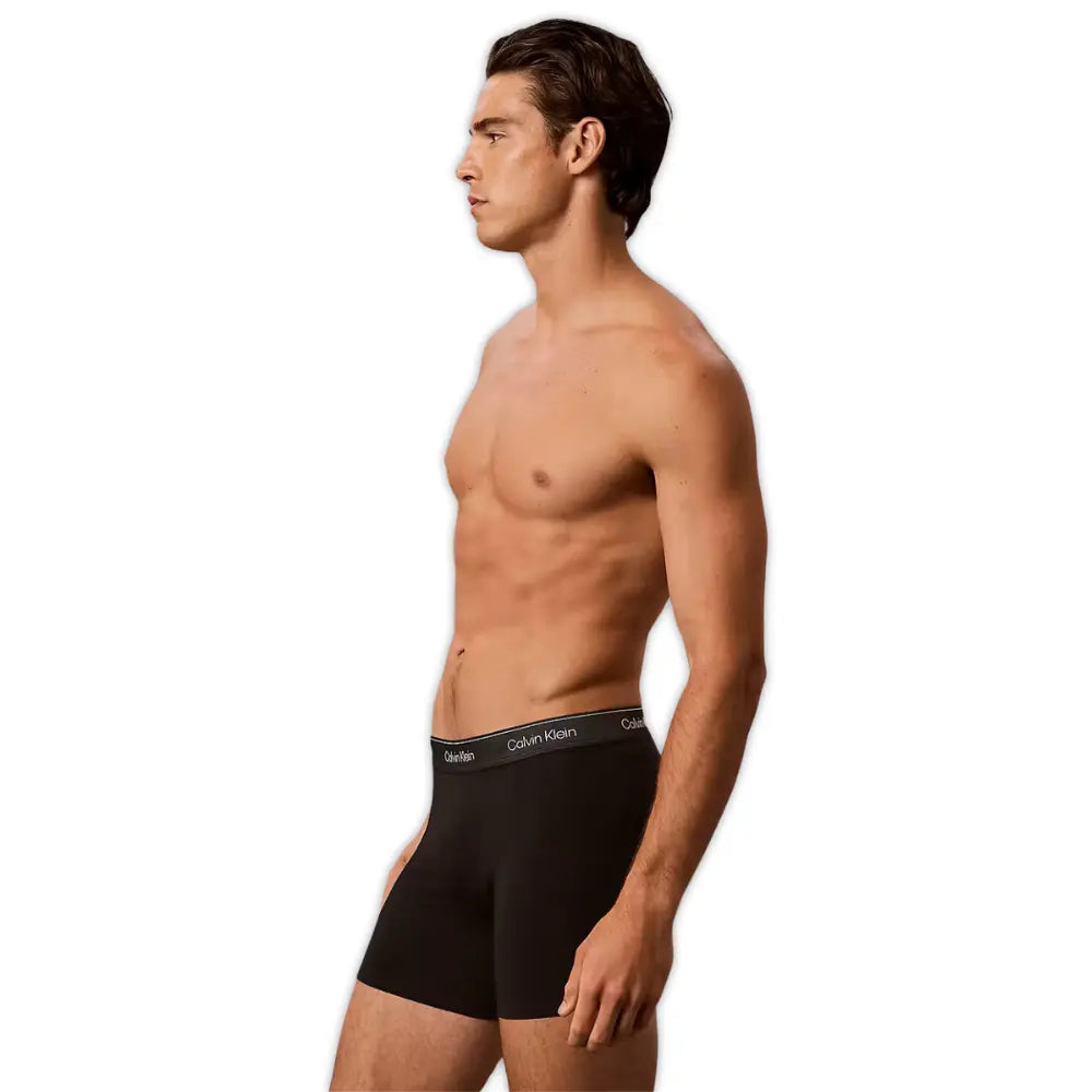 3-Pack Icon Cotton Stretch Metallic Waist Boxer Briefs, Black/red