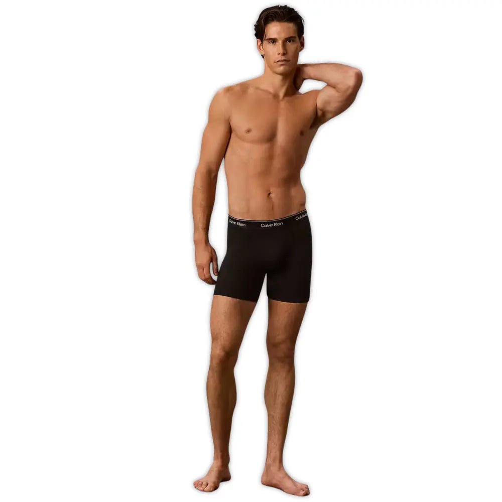 3-Pack Icon Cotton Stretch Metallic Waist Boxer Briefs, Black/red