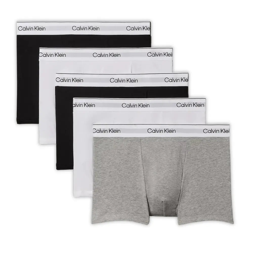 5-Pack Icon Cotton Stretch 'Relaxed Dart' Boxer Trunks, Black/White/grey